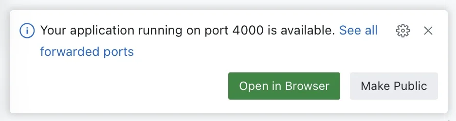 "open in browser" pop up