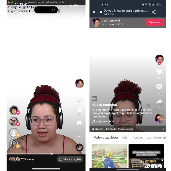 image showing the video in two different displays from tiktok
