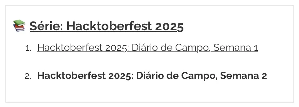 Post do blog mostrando o novo widget de séries que permite aos leitores navegar entre posts da mesma série