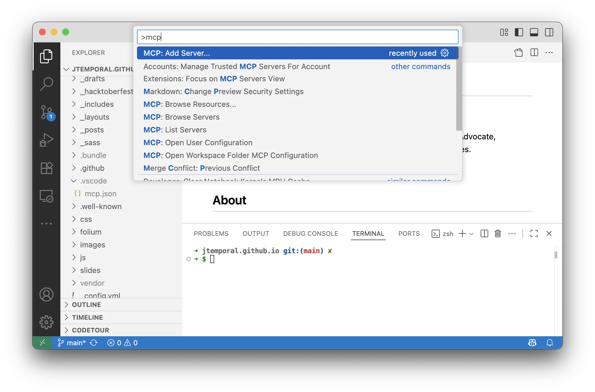 Starting MCP server configuration in VS Code