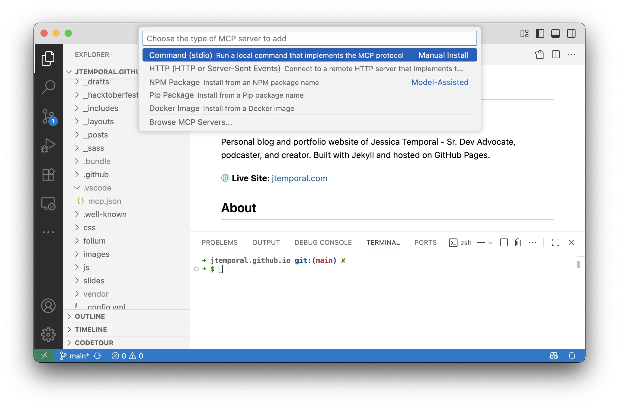 Selecting the stdio transport layer