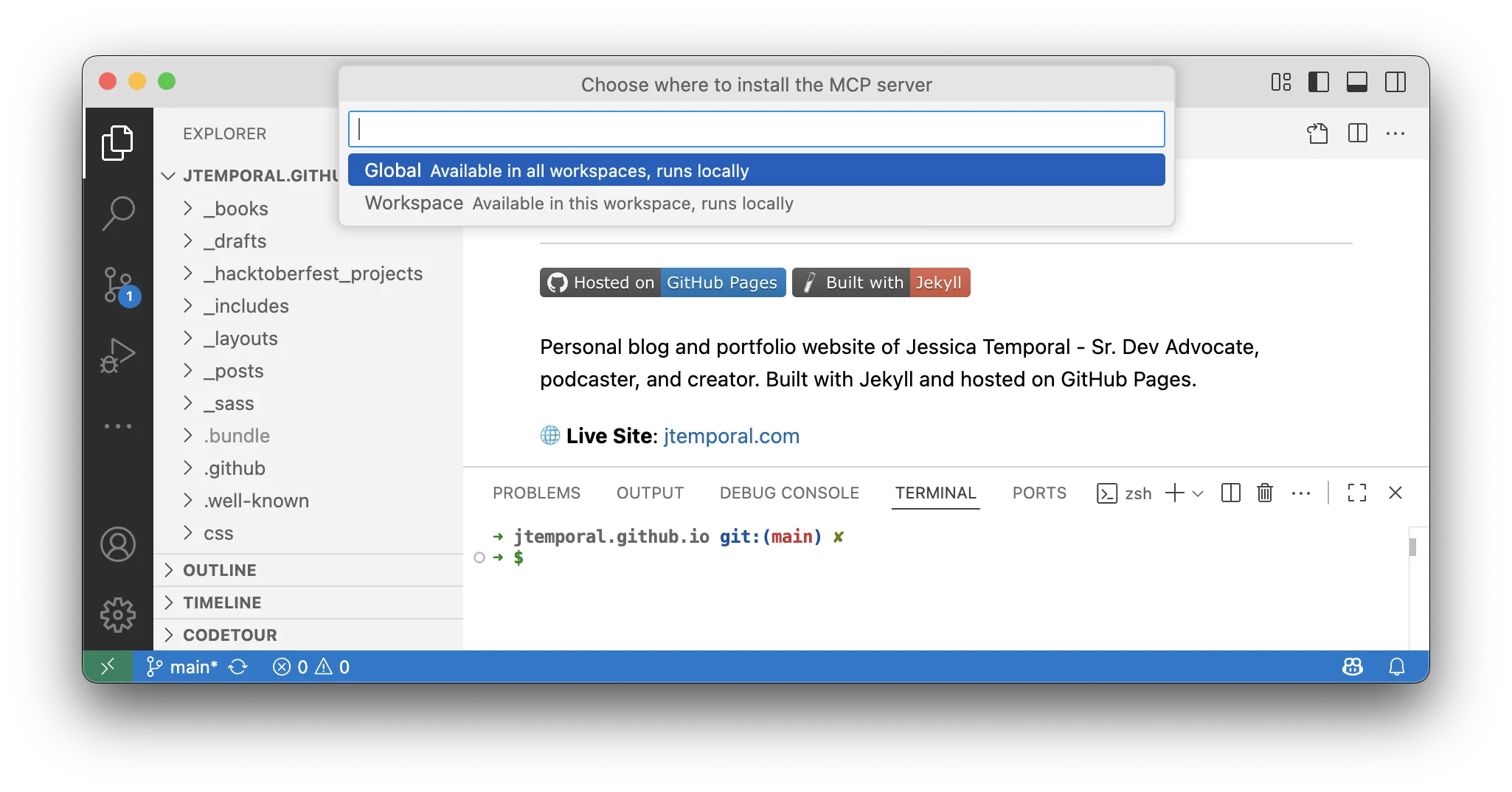 Choosing between workspace and global configuration