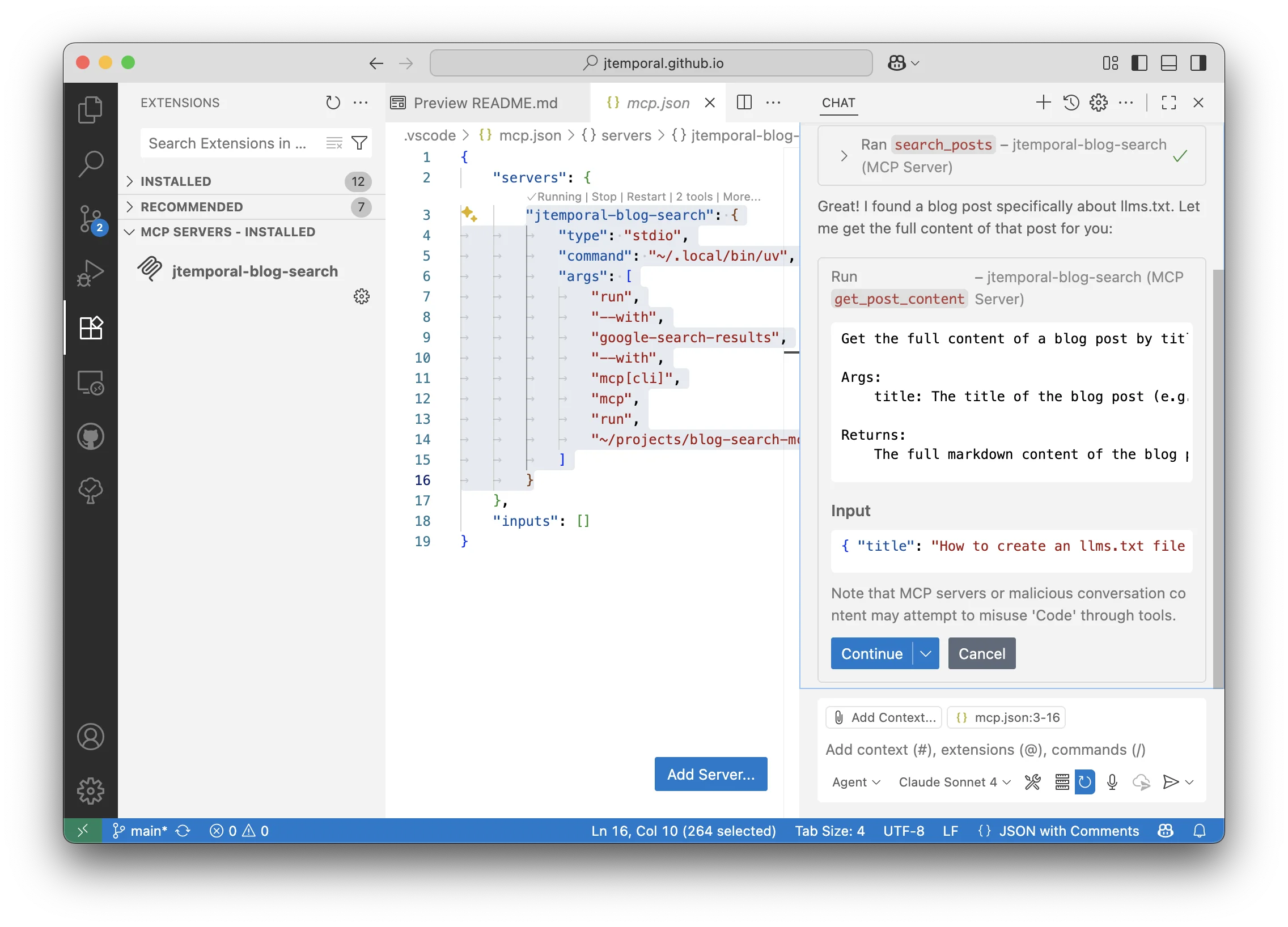 Secondary tool call to get full content