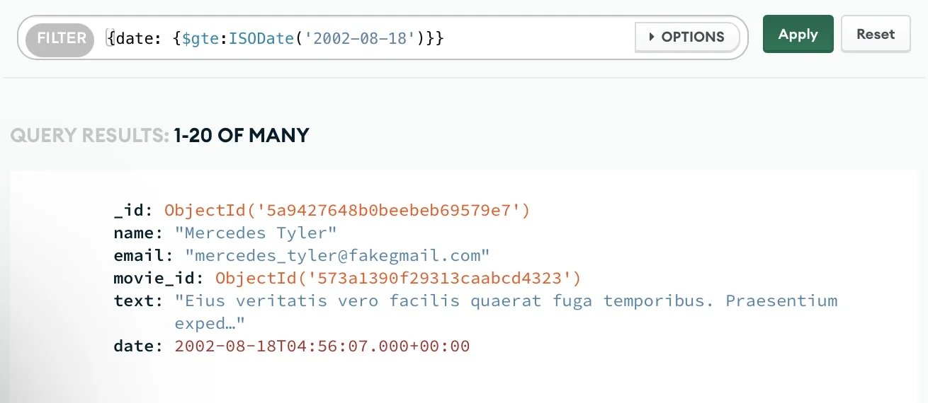 simple filter result