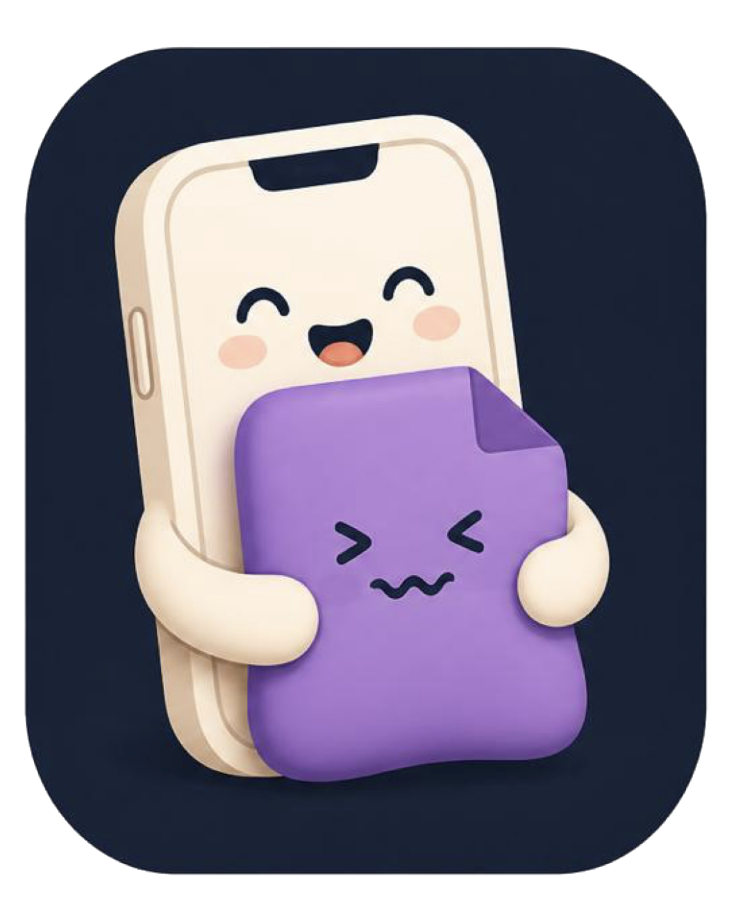 A happy phone squeezing a squished video file
