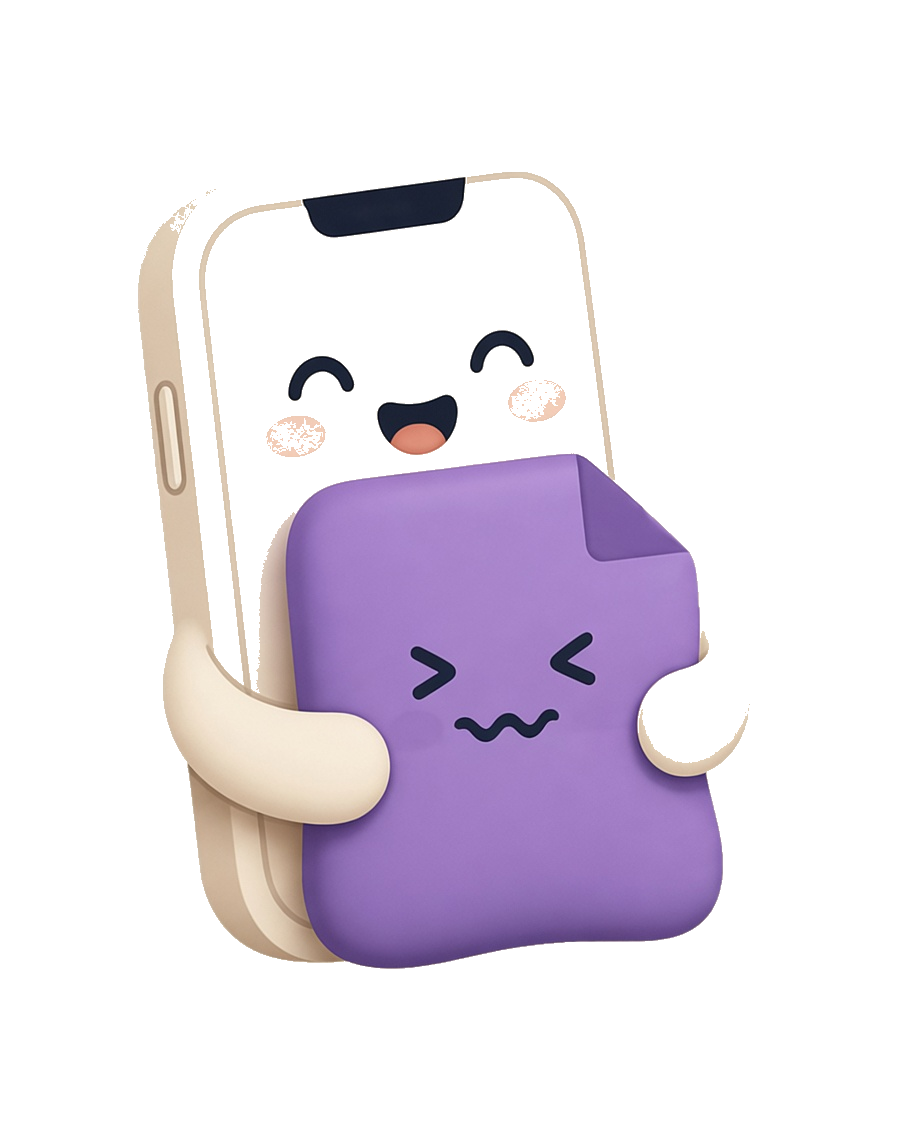 A happy phone holding a video file on the device